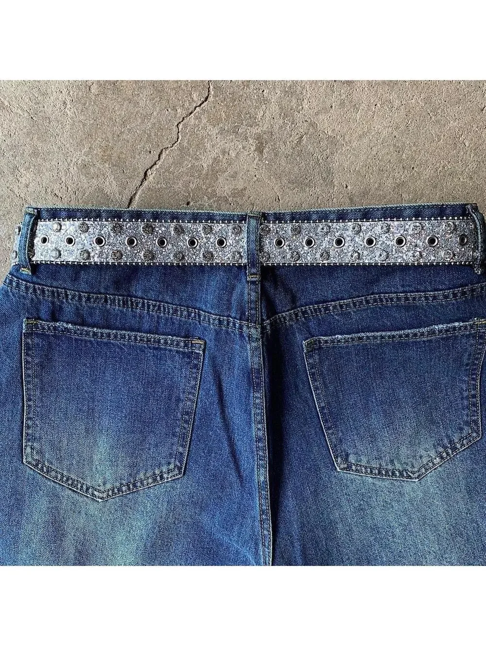 Y2k 2000s style rhinestone crystal grunge silver punk belt. Cool grunge/punk